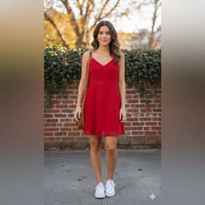 SHEIN Red V-Neck Mini Dress